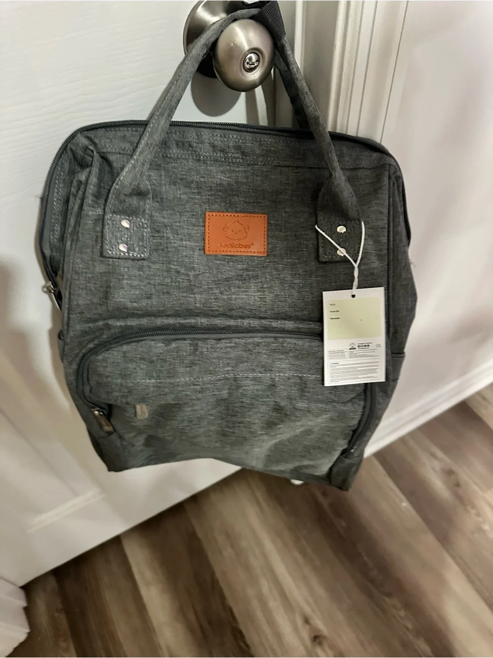 KeaBabies Gray Diaper Bag with Changing Pad